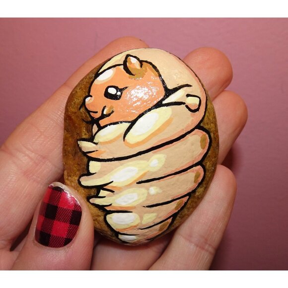 Maggie the Maggot Painted Rock oddity curiosity goth witchy funeral insect - Picture 3 of 15